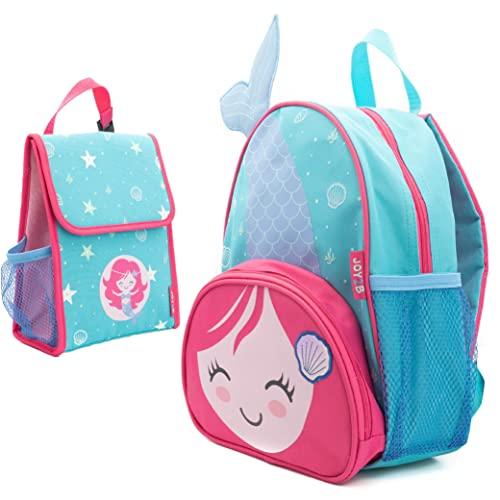 Mochilas para niños y niñas, bonita mochila ligera para niños y niñas,  mochila preescolar con bolsa de almuerzo aislada, Azul, Classic