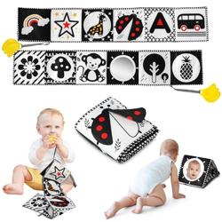 Melican Black and White High Contrast Baby Toys 0-6 6-12 Months, Soft Book with Teether, Newborn Infants Tummy Time Toys, 0-3 3-6 Month Sensory Visual Stimulation, Montessori Learning Essentials - Nombre de estilo BW/Color Stimulation Baby Toy