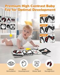Melican Black and White High Contrast Baby Toys 0-6 6-12 Months, Soft Book with Teether, Newborn Infants Tummy Time Toys, 0-3 3-6 Month Sensory Visual Stimulation, Montessori Learning Essentials - Nombre de estilo BW/Color Stimulation Baby Toy