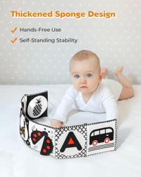 Melican Black and White High Contrast Baby Toys 0-6 6-12 Months, Soft Book with Teether, Newborn Infants Tummy Time Toys, 0-3 3-6 Month Sensory Visual Stimulation, Montessori Learning Essentials - Nombre de estilo BW/Color Stimulation Baby Toy