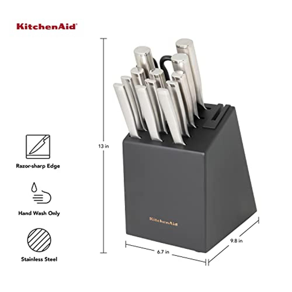 KitchenAid Gourmet Forged Knife Block Set with Built-in Knife Sharpener