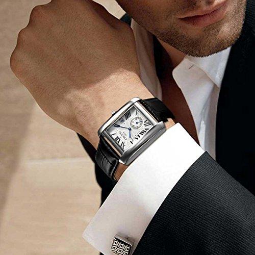 Avaner - Reloj cuadrado para hombre, reloj de pulsera de piel vintage, reloj  de pulsera de cuarzo