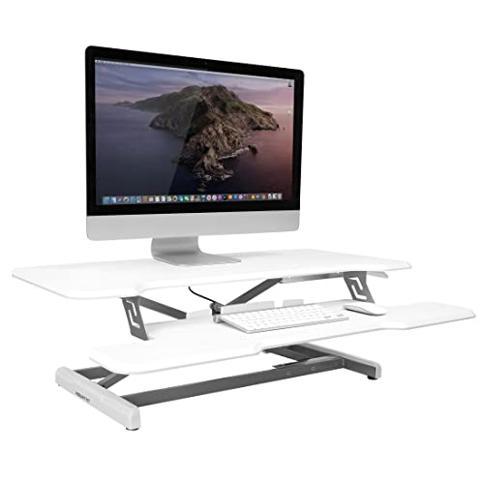 Mount-It! Standing Desk Converter with Bonus Dual Monitor Mount Included -  Height Adjustable Stand Up Desk - Wide 36 Inch Sit Stand Workstation with