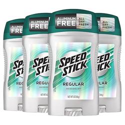 Speed Stick Aluminum Free Mens Deodorant, 24 Hour Odor Protection, Regular, 3 Ounce, 4 Pack - Tamaño 3 Ounce (Pack of 4) - Nombre de estilo Regular