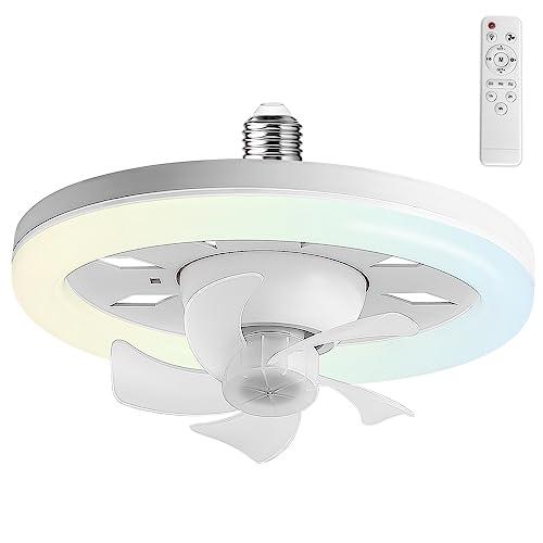Eiunvgo Socket Fan Light With Remote Ceiling That S Into Bulb E26 E27 Base 360 Degree Rotate And 3 Color Dimmable 2 600 Lumen Sds For Bedroom Kitchen Balcony Garage Precio Guatemala