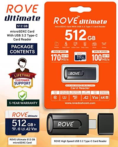 Tarjeta de memoria ROVE Ultimate Micro SD microSDXC de 512 GB con