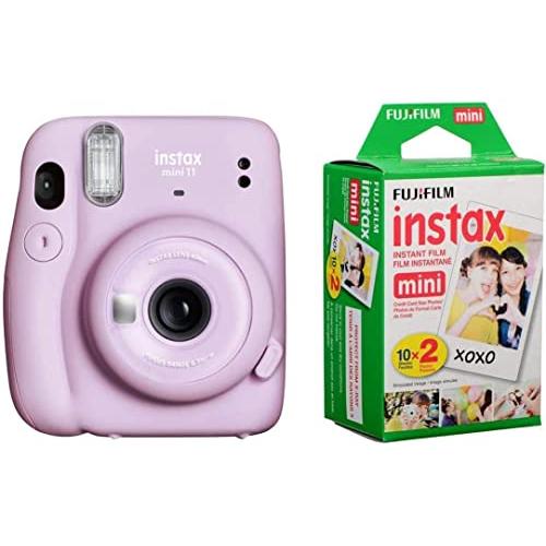  Fujifilm Instax Mini 11 - Cámara instantánea color morado lila  + funda personalizada mínima + película Fuji Instax de 20 hojas, paquete  doble : Electrónica