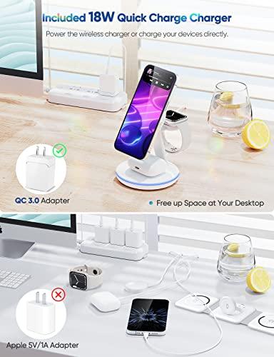 Wireless Charging Station for Apple Series, 3in1 15W Fast