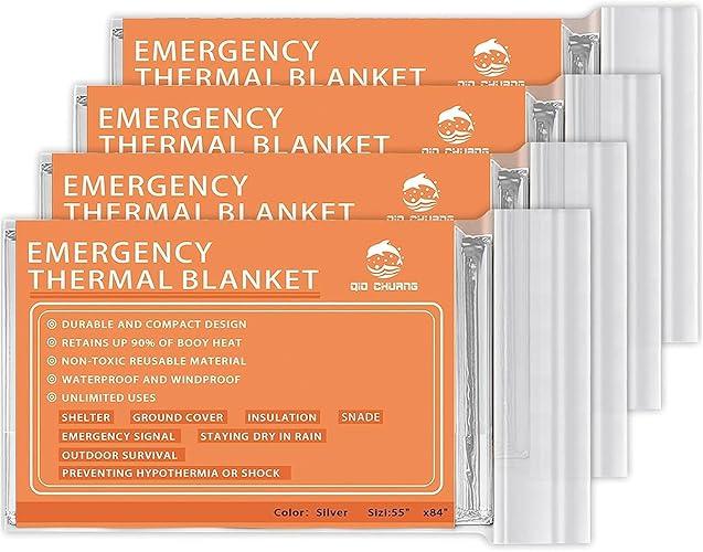 QIO CHUANG Emergency Mylar Thermal Blankets Space Blanket Survival kit
