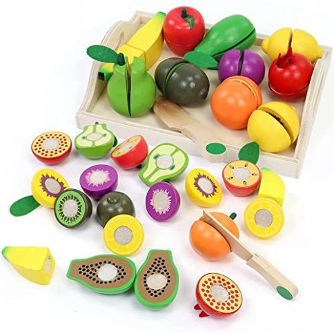 Juegos de comida de madera para niños, cocina para cortar frutas  y verduras, juguetes de simulación para niños pequeños, juguetes  Montessori, regalo para niños y niñas, juguetes educativos tempranos :  Juguetes