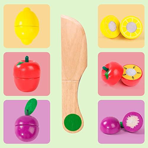 Juegos de comida de madera para niños, cocina para cortar frutas y  verduras, juguetes de simulación para niños pequeños, juguetes Montessori,  regalo