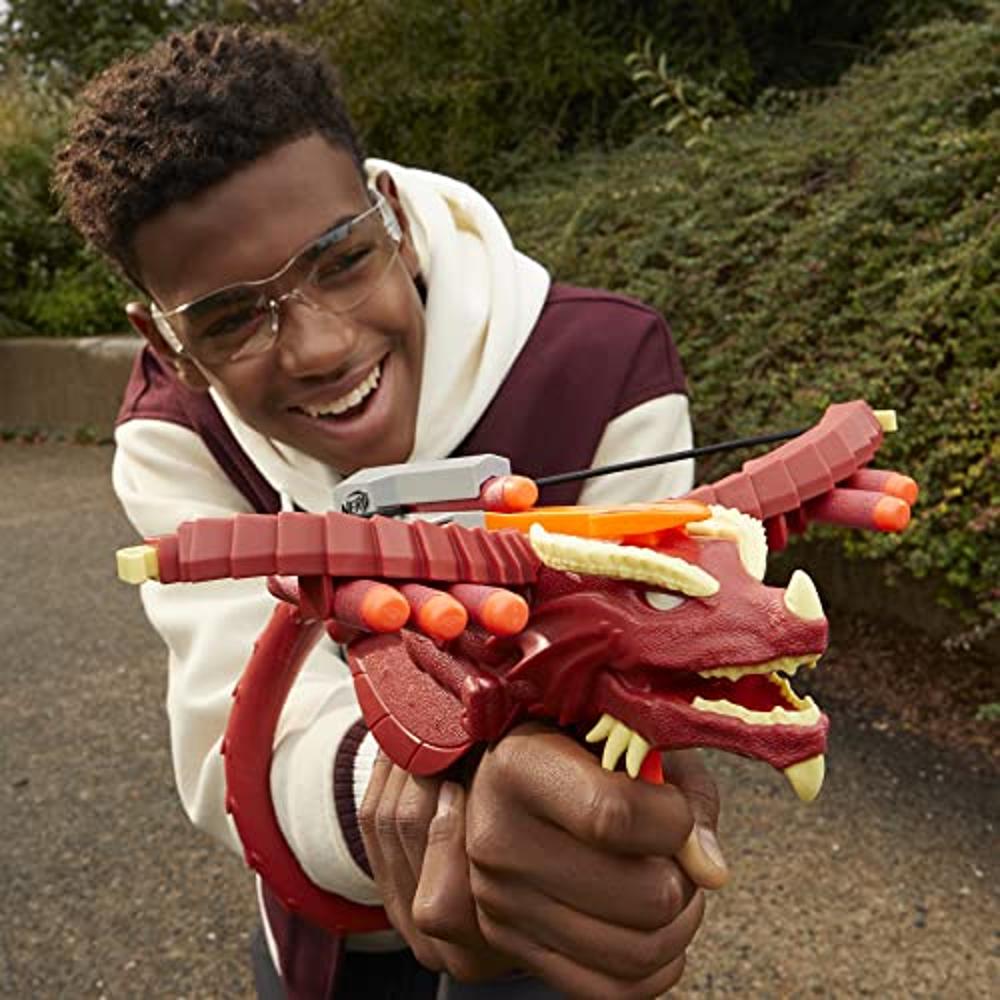 NERF Mega CycloneShock - Pistola de juguete, estilo de color Cybershock,  tambor de 6 dardos, 6 dardos AccuStrike, fácil cebado (exclusivo de )