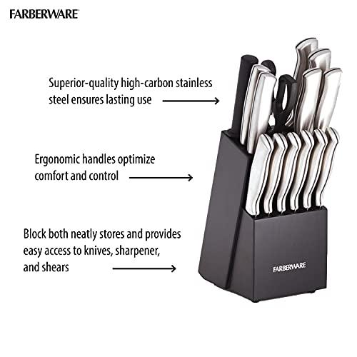 Farberware Stamped 15-Piece High-Carbon Stainless Steel Knife Block Set -  Keystone BBQ Supply