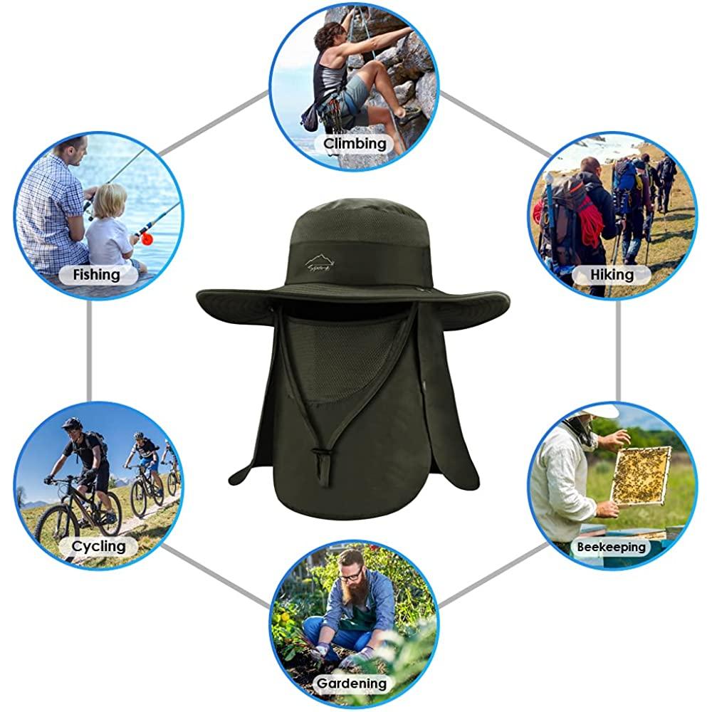 BROTOU Sombreros de pesca con gorra para el sol, UPF 50+, sombrero de protección  para exteriores plegable de ala ancha, sombrero para el sol con solapa para  la cara y el cuello