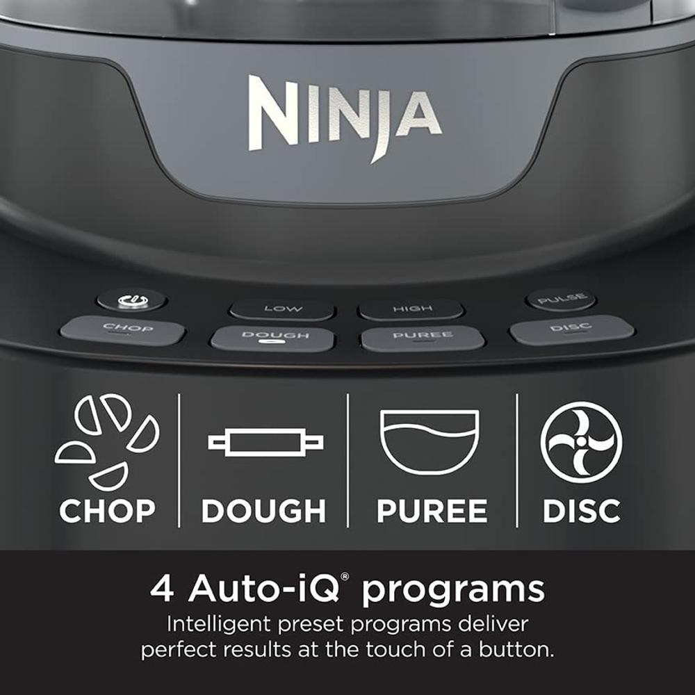 Ninja NF705BRN - Procesador de alimentos profesional XL, caja de  almacenamiento, 1200 vatios pico, 4 en 1, cortar, rebanar/triturar, purés,  masa, tazón procesador de 12 tazas, 2 cuchillas y 2 discos, canal de  alimentación/empujador, negro  