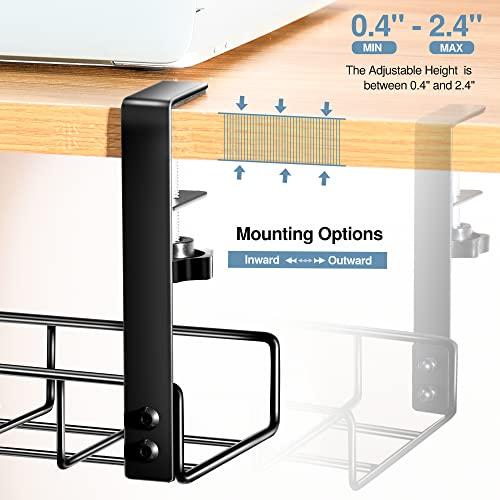 Under Desk Cable Management No Drill, Xpatee 16''Desk Cable Management,  Cable Management with Clamp for Desk Wire Management, Computer Cable Rack  for