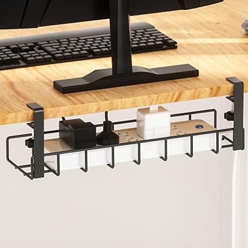 Under Desk Cable Management No Drill, Xpatee 16''Desk Cable Management,  Cable Management with Clamp for Desk Wire Management, Computer Cable Rack  for