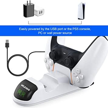  NexiGo Dobe - Cargador de mando de PS5 mejorado, estación de  carga de Playstation 5 con indicador LED, alta velocidad, base de carga  rápida para el control Sony DualSense, blanco : Videojuegos