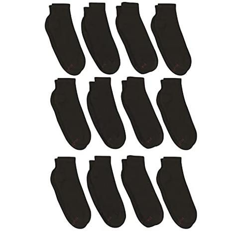 Hanes mens Double Tough Ankle Socks, 12-pair Pack fashion liner socks,  Black, 6-12 US at  Women's Clothing store