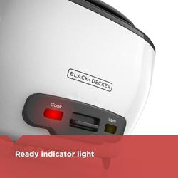 BLACK+DECKER Rice Cooker 6-Cup (Cooked) with Steaming Basket, Removable Non-Stick Bowl, White - Tamaño 6-cup - Nombre de estilo rice cooker