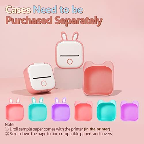 Mini impresora de bolsillo, impresora térmica, fabricante de pegatinas  Compatible con Bluetooth (rosa)