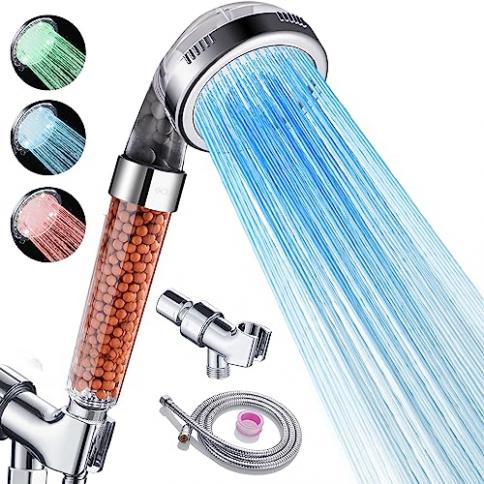 Cobbe Alcachofa de ducha LED con filtro de mano, cambio de color