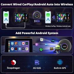 CB6 AI Box CarPlay Wireless CarPlay Adapter  Android Auto – Upgrade Wired to Wireless, Android 13 with GPS Navigation, 4G+64G, 4G LTE, Compatible with Ford, Toyota, Chevrolet, Honda, Hyundai (Black) - Color 4G+64G,Black - Tamaño 4G+64G,Black