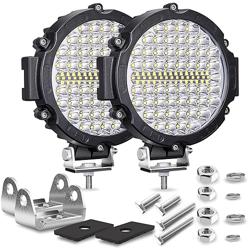 7 Inch Round LED Off Road Lights, 210W 10000lm LED Work Lights for Truck Jeep ATV UTV RV SXS Offroad Car Driving Headlight, Off-Roading Fog Tractors Lights Flood Spot Beam, 2 Pack - Color 2 Black