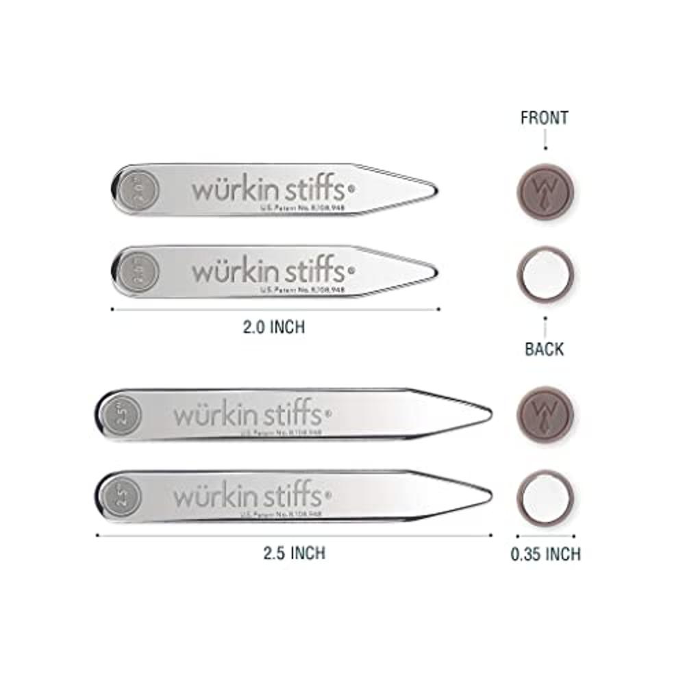  2.0-inch and 2.5-inch Power Stays Magnetic Collar Stays by  Würkin Stiffs, 1 Pair of Each Size, Includes (2) 2.0” Power Stays and (2)  2.5” Power Stays with Storage Case