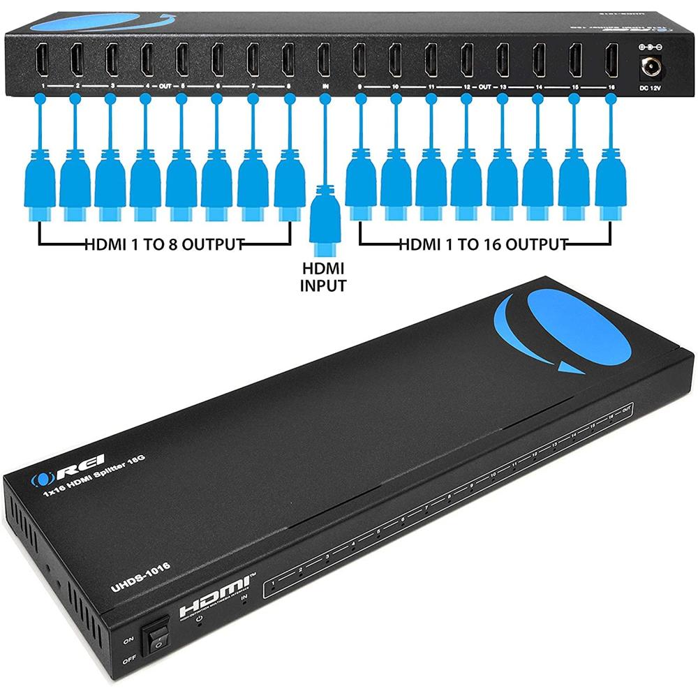 OREI Divisor duplicador HDMI 4K @60Hz 1 en 2 salidas - con escalador 1x2 2  puertos con Full Ultra HD, HDCP 2.2, 4K a 60Hz 4: 4: 4 1080p y 3D soporta