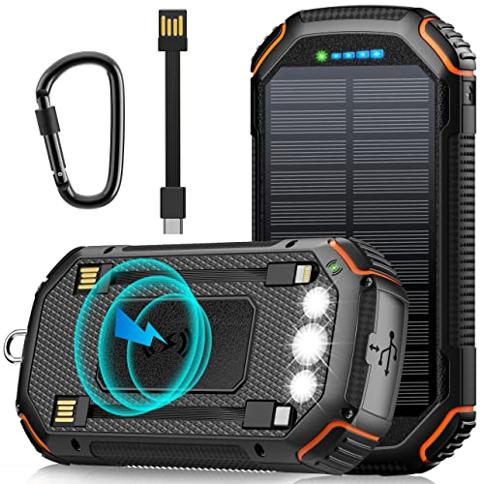 Batería solar externa, cargador solar portátil 50.000 mAh, 4 puertos de  salida USB, 2 puertos de entrada, batería externa con linterna compatible  con iPhone, teléfono móvil y camping Android esquí esquí Gafas