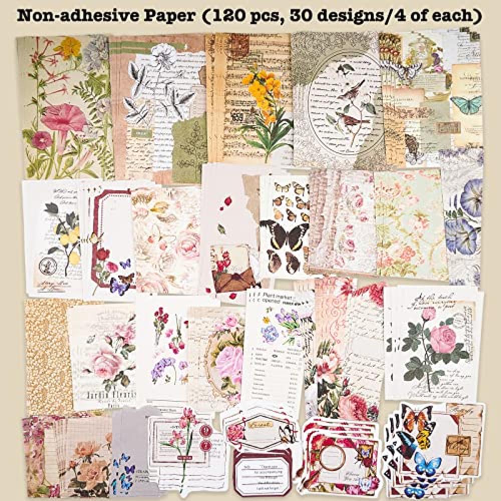 Knaid 260 Pieces Vintage Ephemera Pack Junk Journal Kit Scrapbook