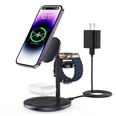 Go-Des 3in1 Wirelesss Charger 15W Qi Fast Charging Mag Safe