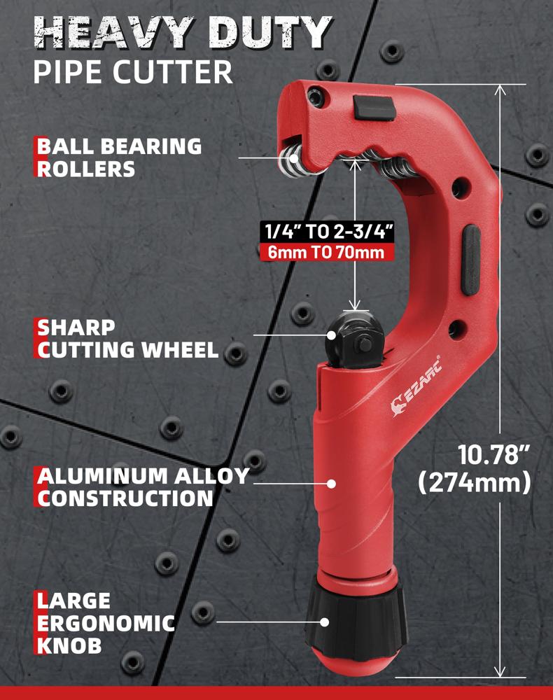 EZARC Copper Pipe Cutter 1/4 to 2-3/4 OD, Mini Tube Cutter 1/8-7/8 ...