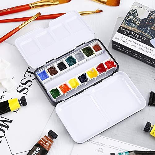 MYARTOOL Watercolor Tin Palette, Metal Empty Paint Case with 12 PCS Empty  Half Pans for DIY Travel Watercolor Palette, Acrylic and Oil Painting