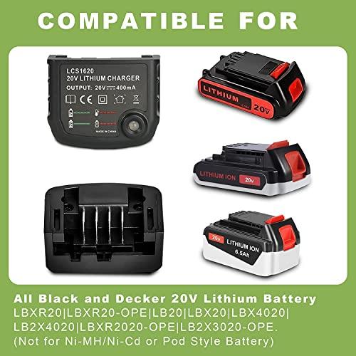 2Pack 3.0Ah Lithium Battery for Black & Decker 20V and Lcs1620 20V Charger Compatible with LB20 Lbx20 LBXR2020 LBX4020 LB2X4020-OPE LBXR20-OPE