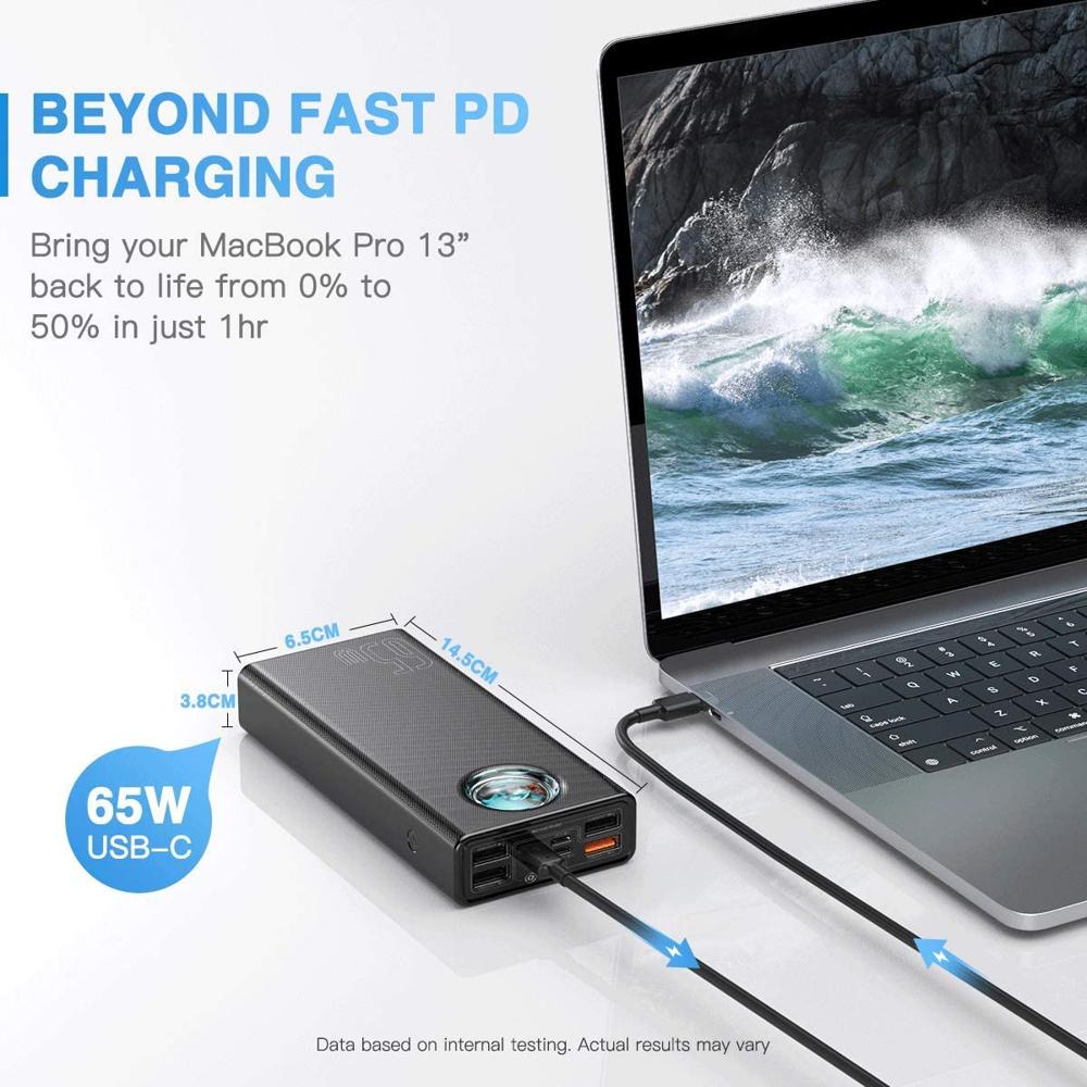  Baseus Banco de energía para laptop, cargador portátil USB C de  100 W, carga súper rápida de 20000 mAh, batería delgada para laptop,  MacBook Air, Dell, IPad, HP, iPhone, Samsung Galaxy
