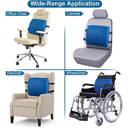  Almohada de apoyo lumbar para silla de oficina, coche, silla de  juegos, alivio del dolor de espalda baja, cojín de espuma viscoelástica con  cubierta de malla 3D ergonómica ortopédica para respaldo 