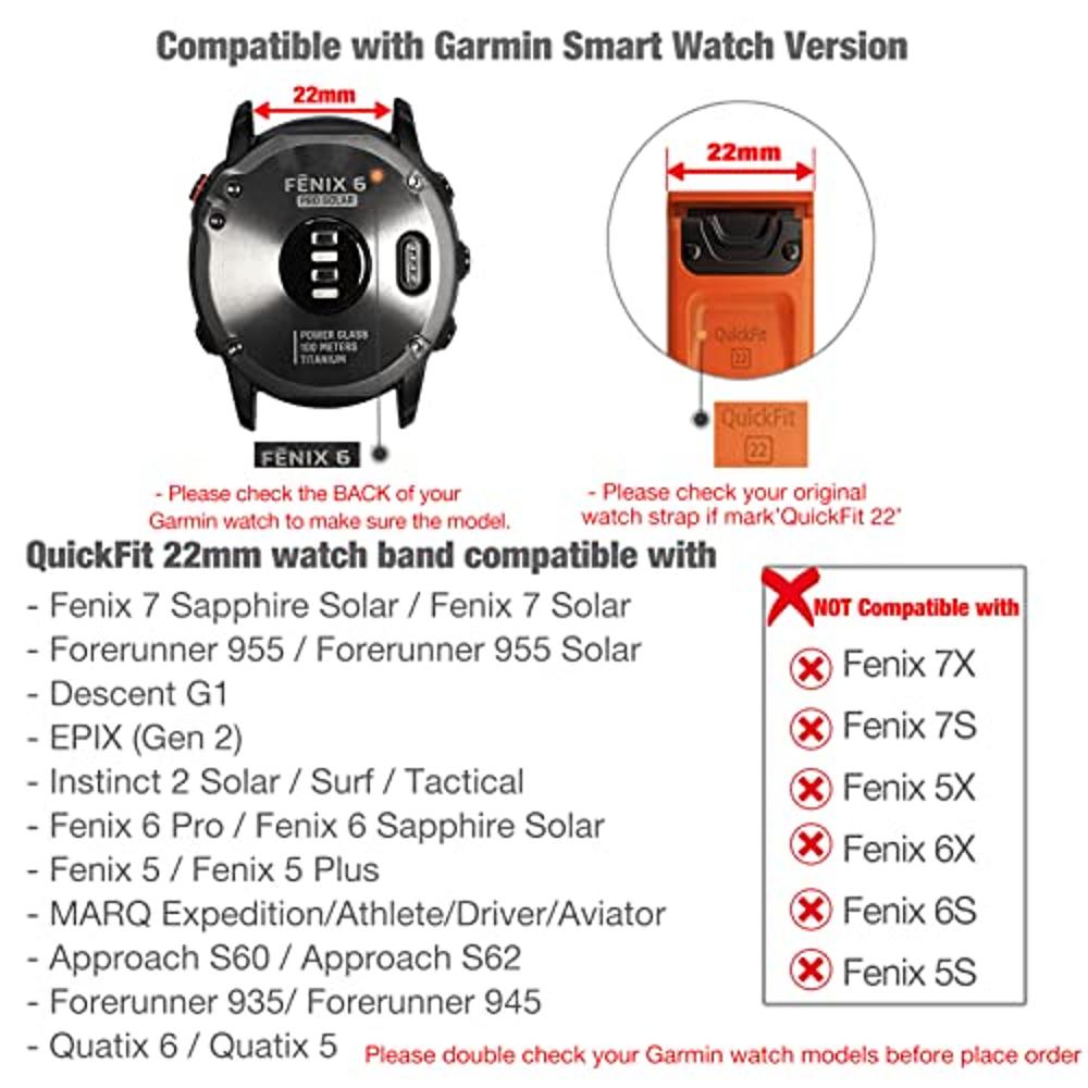 ISABAKE Correa Reloj para Garmin Fenix 6 Pro/Fenix 7, 22mm Quickfit  Pulseras de Repuesto para Fenix 5/5 Plus, Forerunner 935/945, MARQ  Smartwatch Band : .es: Moda