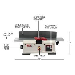 JET 6-Inch Benchtop Jointer, Helical Cutterhead, 1 HP, 115V 1Ph (JJ-6HHBT) - Nombre de estilo Benchtop Jointer