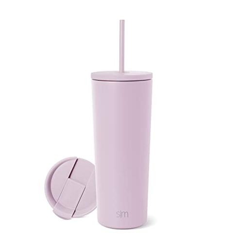 24oz Classic Wall Tumbler Cup With Lid, Reusable Straw