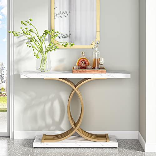 Tribesigns Gold Entryway Table Modern 39 Inch Consoleaccent Table With Geometric Metal Legs 8369