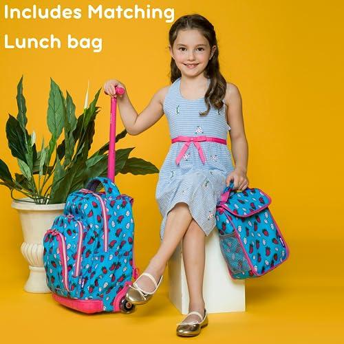 J World Lollipop Kids Rolling Backpack Lunch Bag Set for Elementary School. CarryOn Suitcase
