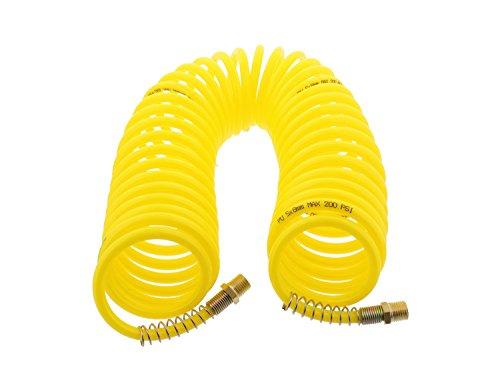 ABN Recoil Hose, 1/4in x 25ft Portable Polyurethane Coil Hose for Air