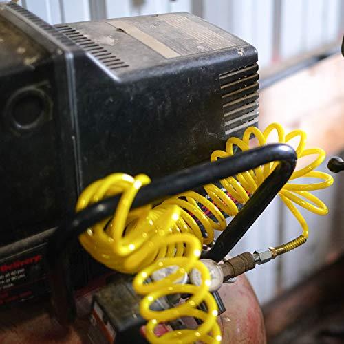 ABN Recoil Hose, 1/4in x 25ft Portable Polyurethane Coil Hose for Air