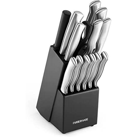 E-far - Juego de cuchillos para cocina con bloque, juego de cuchillos de  acero inoxidable de alto carbono de 16 piezas, incluye cuchillo de pan