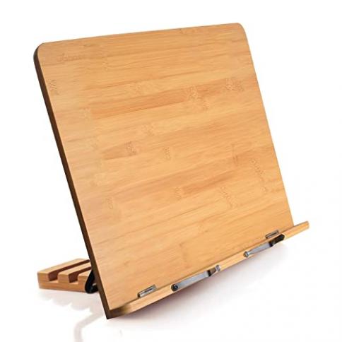EAXBUX Soporte para tableta de libro para leer manos libres, soporte  giratorio de 360° para libros de cocina, soporte de lectura de madera  plegable