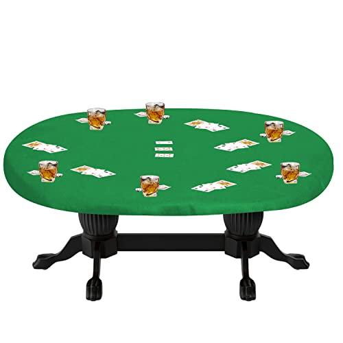 Felt Card Table Game Cover Oblong Fitted Tablecloth Oval Poker Bridge