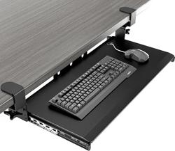 AX WABER Keyboard Tray Under Desk Pull Out with Extra Sturdy Adjustable C Clamp Mount System, 27.3 (32.5 inch Including Clamps) x 11 Inch Slide-Out Platform Computer Drawer for Typing, Black,AX01WB01 - Color Black - Tamaño 32.5x 11Keyboard Tray