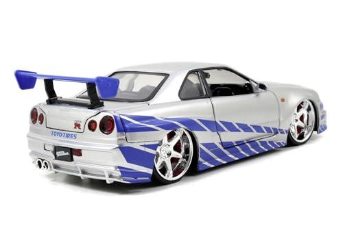 Jada Toys Fast Furious Brians 2002 Nissan Skyline R34 Coche fundido a  presión, escala 1:24, plateado y azul : Precio Guatemala